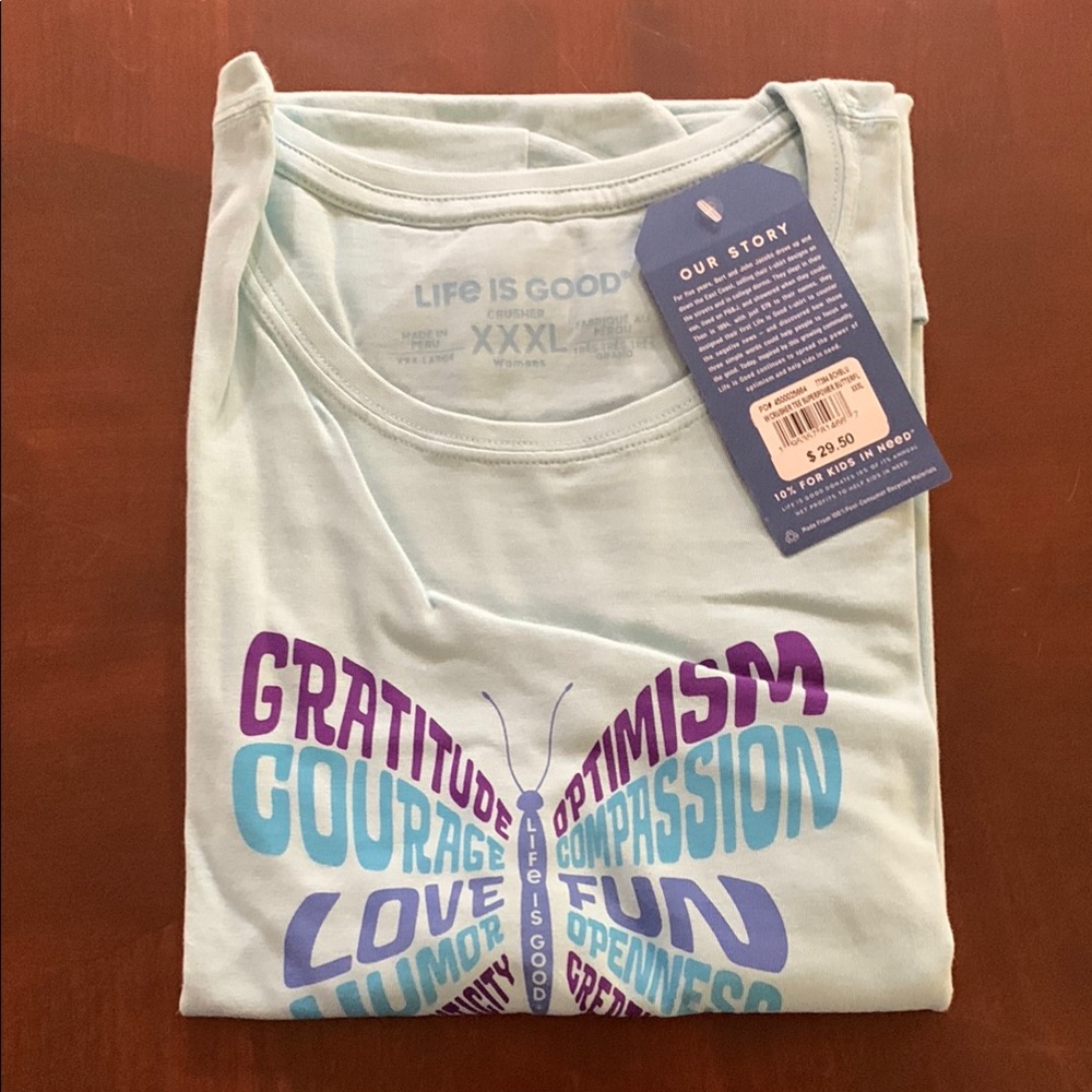 Life is Good Light Blue Graphic T-Shirt